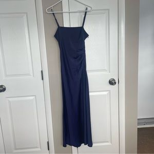 Deep blue long dress with slit at bottom!